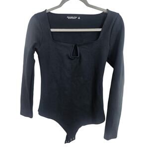 Abercrombie Fitch Soft AF Bodysuit One Piece Bodysuit Women M Black Knit Top